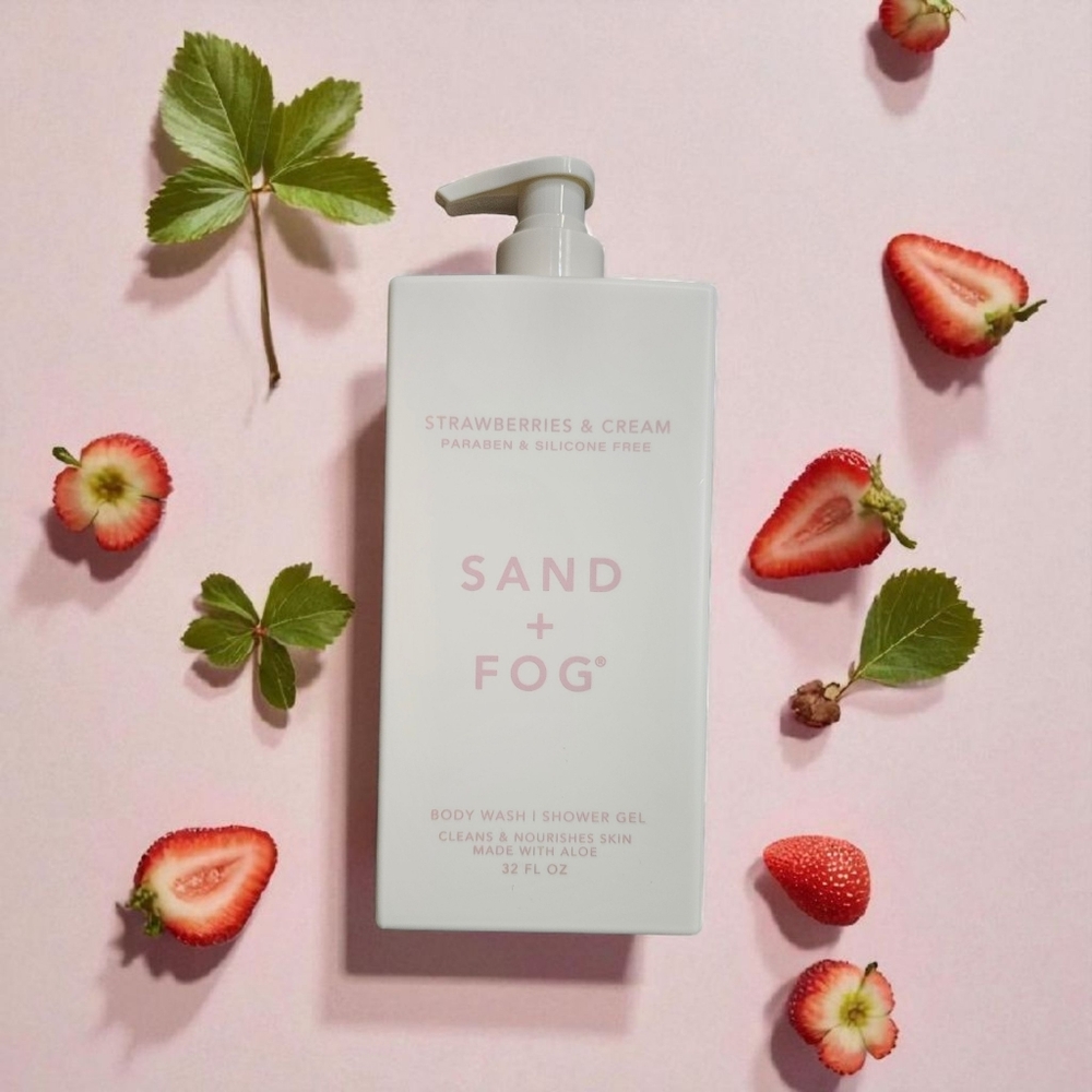 Sand + Fog Strawberries & Cream Body Wash Shower Gel 32oz | TikTok Viral